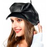 GEDISEN Beret Newsboy Cap Adjustable Size Leather Hat Artist Fashion Hats for Women Ladies - BW1QRY7S7