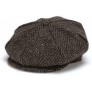Hanna Hats of Donegal Hat Eight Piece Irish Flat Cap for Men's Driving Cap Made in Ireland 100% Wool Tweed Brown Herringbone X-Large - BRDI2BKUE