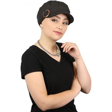 Hats Scarves & More Linen Military Cadet Hat Newsboy Cap for Women with Small Heads Girls Teens Chemo Headwear - B9X2NP3IT