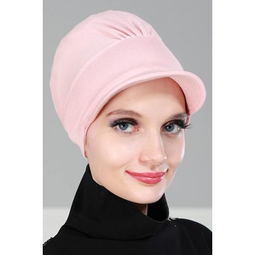 Instant Turban Newsboy Women's Cap Cotton Bonnet-Hat Scarf Head Wrap Chemo Hat Lightweight Headwear Cancer Visor Cap - BC40I4B67