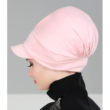 Instant Turban Newsboy Women's Cap Cotton Bonnet-Hat Scarf Head Wrap Chemo Hat Lightweight Headwear Cancer Visor Cap - BC40I4B67
