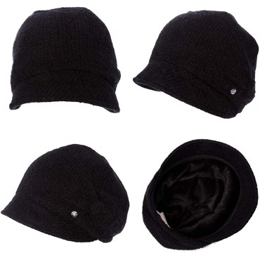 Jeff & Aimy Women's Wool Knitted Beanie Skullies Cloche Hat with Visors Peaked Beret Baker Boy Newsboy Warm Winter Hats - B6IVUR4XW