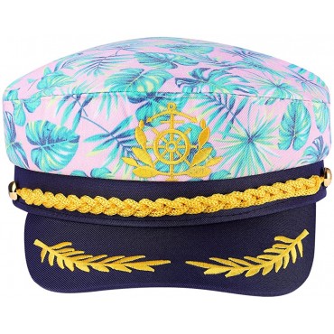 KESYOO Captain Hat Embroidery Sailor Costume Cap Hat for Women Men Pink Navy Marine Admiral Cap Hat - BWZOT6QER