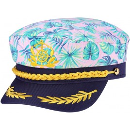 KESYOO Captain Hat Embroidery Sailor Costume Cap Hat for Women Men Pink Navy Marine Admiral Cap Hat - BWZOT6QER