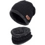 Luomu Winter Hat 2 Pieces Fleece Lined Skull Cap Winter Hat and Neck Warmers Scarf Set for Men and Women - BE3N1F470