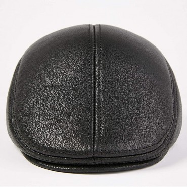 Men's Vintage Newsboy Cap PU Leather Fashion Ivy Flat Gatsby Hat Winter Warm Golf Driving Hats - BQ9KKYXO8
