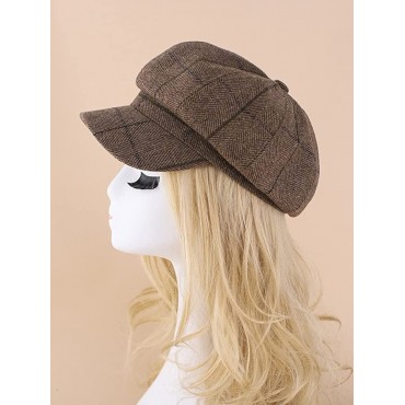NINAWANG Women Winter Hat Plaid Print Baker Boy Cap Color : Multicolor Size : One-Size - BDZI3B040