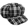Plaid Newsboy Hat Striped Flat Ivy Visor Beret Cap for Women Tweed 8 Panel Newsie Baker Boy Hat - B9CFEIKGD