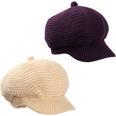 Winter Wool Knit Newsboy Hat for Women Girls Crochet Visor Beanie Beret Hats Gatsby Flat Ivy Cap - B1D73EDJY