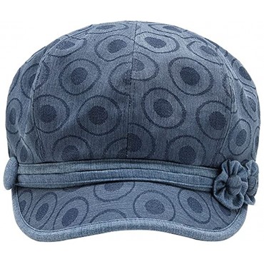 Women Flower Trim Newsboy Hats and Caps Cotton Cancer Headwear Chemo Hair Loss Head Coverings 50+ UPF Sun Protection Summer - B5CKF7C2V