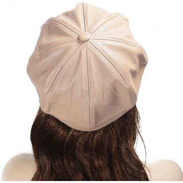 ZLYC Womens PU Leather Newsboy Caps Gatsby Cabbie Hat for Girls - BTTOH6XR6