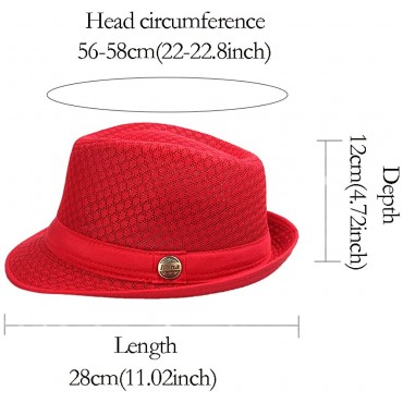1920S Mesh Manhattan Fedora Hat Short Brim Cuban Havana Cap Summer Fedoras for Men Women Ladies - B6GTHHCJ2