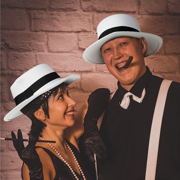 4 Pieces Felt 1920's Gangster Hat White Fedora Hats Funny Party Hats Mobster Costume Hats Roaring 20s Cosume Accessories Gentlemen Hats for Men Women - BAXLGZOKJ