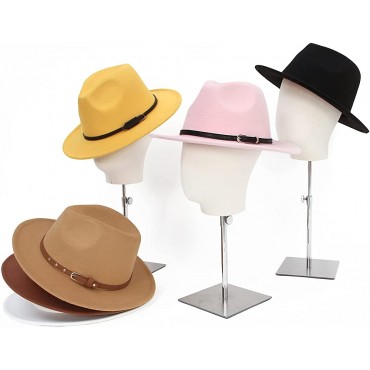 EOZY Classic Wide Brim Fedora Hat for Women Wool Floppy Belt Buckle Panama Hat - BJQH720Y1