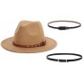 EOZY Classic Wide Brim Fedora Hat for Women Wool Floppy Belt Buckle Panama Hat - BJQH720Y1