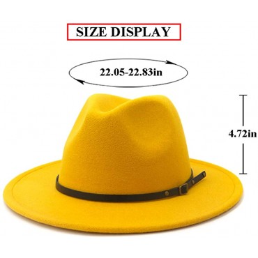 Gossifan Fedora Hats for Women Wide Brim Two Tone Felt Panama Hat with Belt-Buckle - BFT82JZO2