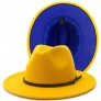 Gossifan Fedora Hats for Women Wide Brim Two Tone Felt Panama Hat with Belt-Buckle - BQD4Z2KDL