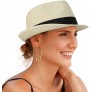 Hat Hut Fedora Straw Sun Hat for Men Women Short Brim Panama Trilby Beach Hat UPF 50+ Packable Summer Hat - BPTPHSNMH