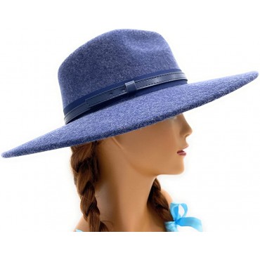 HOUCTOBA Classic Fedora Hat for Men & Women 100% Wool Felt Wide Brim Hat Retro Wide Brim Floppy Panama hat Belt Buckle Hat - BVFC8H6MV