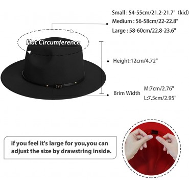 jingsha Womens & Mens Two Tone Wide Brim Fedora Hats Felt Panama Cap Casual Hats with Belt Buckle - BLPZV5VXW