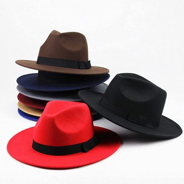Jokejojack Womens & Mens Fedora Hats Wide Brim Fedora Hats for Women Men - BD0KBRBK6