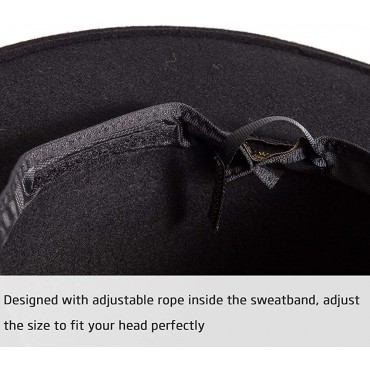 LADYBRO Fedora Hats for Women 3 Changeable Bands Belt Buckle 100% Wool Felt Wide Brim Straw Panama Hat - B6FNNMD2L