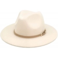 Lisianthus Women Classic Felt Fedora Wide Brim Hat with Belt Buckle - BS2ZPHI40