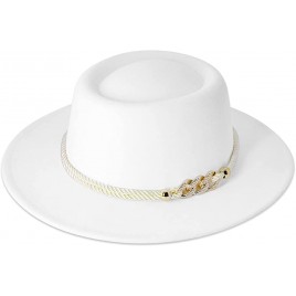 Lisianthus Women Wide Brim Fedora Hat with Belt Buckle Pork Pie Hat - B08R9WQ9V