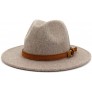 Lisianthus Womens Classic Wool Fedora with Belt Buckle Wide Brim Panama Hat - BDAV4BRYJ