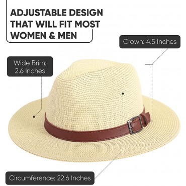 Livingston Fashionable Wide Brim Straw Panama Hat for Men & Women - BVIVCTS4N