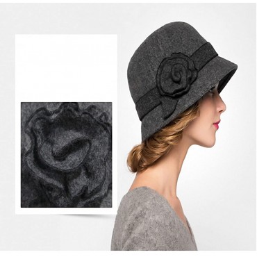 Maitose™ Women's Wool Felt Flowers Church Bowler Hats - BM9OLU68R