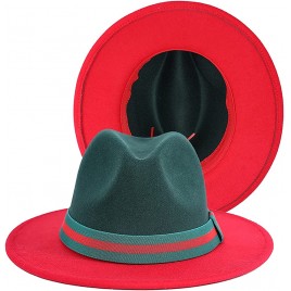 Men & Women Two Tone Classic Wide Brim Fedora Hat with Belt,2022 Fedora Hats - B0A41Q36M