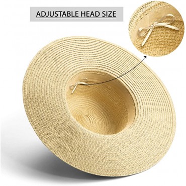 PEAK 2 PEAK Women and Men Wide Brim Straw Panama Summer Beach Sun Hat Adjustable Foldable Fedora UPF50+ - BR0PVTX5C