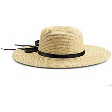 PEAK 2 PEAK Women and Men Wide Brim Straw Panama Summer Beach Sun Hat Adjustable Foldable Fedora UPF50+ - BR0PVTX5C