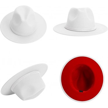 SAJUZEN Two Tone Fedora Hats for Women Wide Brim Felt Mens Fedora Hats - BYXDJKNKA