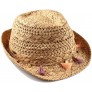 Straw Fedora Sun Hat Natural w Tassels - B12T9OZ5T