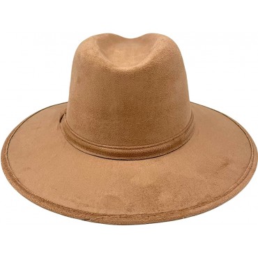 Sun N' Soul Women Suede Felt Fedora Hat Wide Brim Panama Hat Suede Wool Fedora Hat-Fashionable Durable Indiana Suede Hat - BDN0KT32B