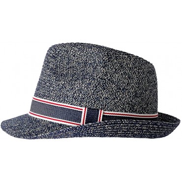 TIALARTS Straw Fedora Sun Hat for Men Women Short Brim Summer Beach Outdoor Cuban Trilby Hat - BP3JS3Y16