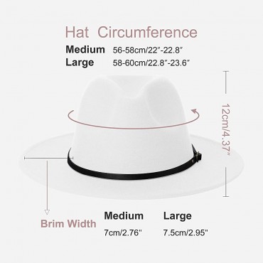 Two Tone Wide Brim Fedora Hats Classic Felt Panama Hat with Belt Buckle for Women & Men - BWFYD8QCG