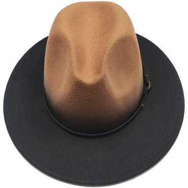 Willheoy Wide Brim Fedora Hats for Women & Men Two Tone Felt Hat Gradient Dress Hat - BHPA3EGO8