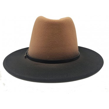 Willheoy Wide Brim Fedora Hats for Women & Men Two Tone Felt Hat Gradient Dress Hat - BHPA3EGO8