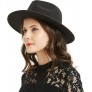 Women or Men Woolen Felt Fedora Hat Vintage Widet Brim Crushable Hat Belt Jazz - B1LVFKGQ1