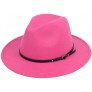 Womens Classic Wide Brim Fedora with Belt Buckle Wool Panama Felt Hat - B453ATMKV