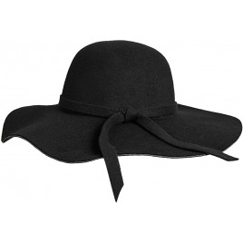 Women's Vintage-Floppy-Hat Wide-Brim Felt Bowler-Cap with Bowknot - BWMLJFBOX