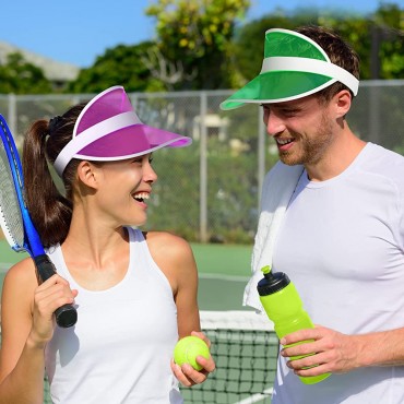 14 Pack Unisex Sun Visors Plastic Clear Cap with UV Protection Candy Color Transparent Tourist Visor Cap Colorful Poker Hat for Women Men Sports Golf Outdoor Activities - BLK5W7OGZ