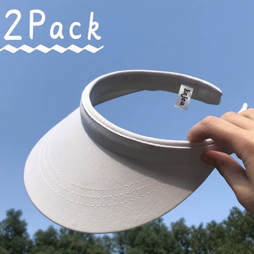 2 Pack Visor Women Men Sun Hat Clip On Visors Adjustable Sport Wide Brim Cap - BM6H405OD