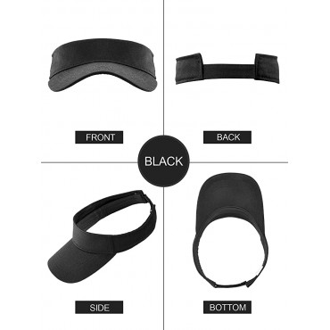 3 Pieces Sun Sports Visor Hats One Size Adjustable Cap for Women and Men Black White Grey - B249LBCG9