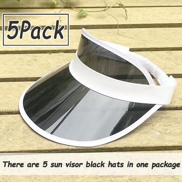 5 Pack Sun Visor Hats Women Clear Colorful Party Outdoor Sports Beach Golf Cap - BG4E31DQ7