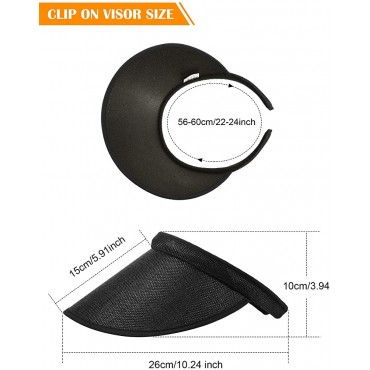 Clip on Visor Sun Visor Hat Wide Brim Clip on Head Cap Visors for Women - BABDL68V0