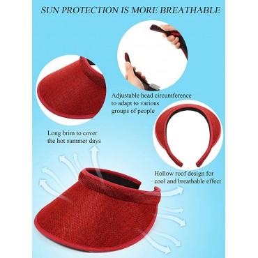 Clip on Visor Sun Visor Hat Wide Brim Clip on Head Cap Visors for Women - BR4R51AKE